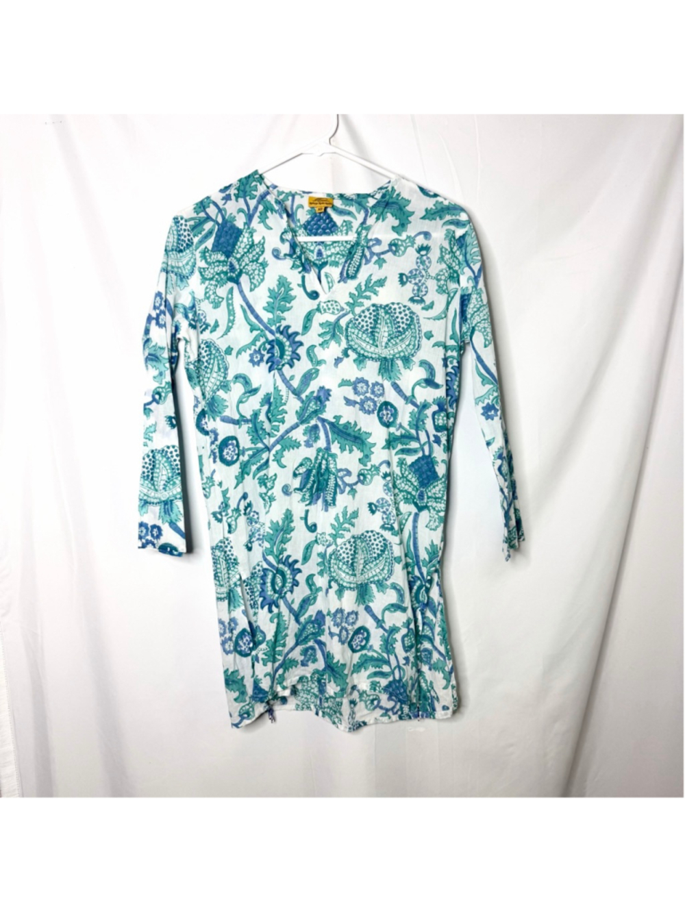 Women's Roberta Roller Rabbit Cotton Tunic XS White Blue Floral